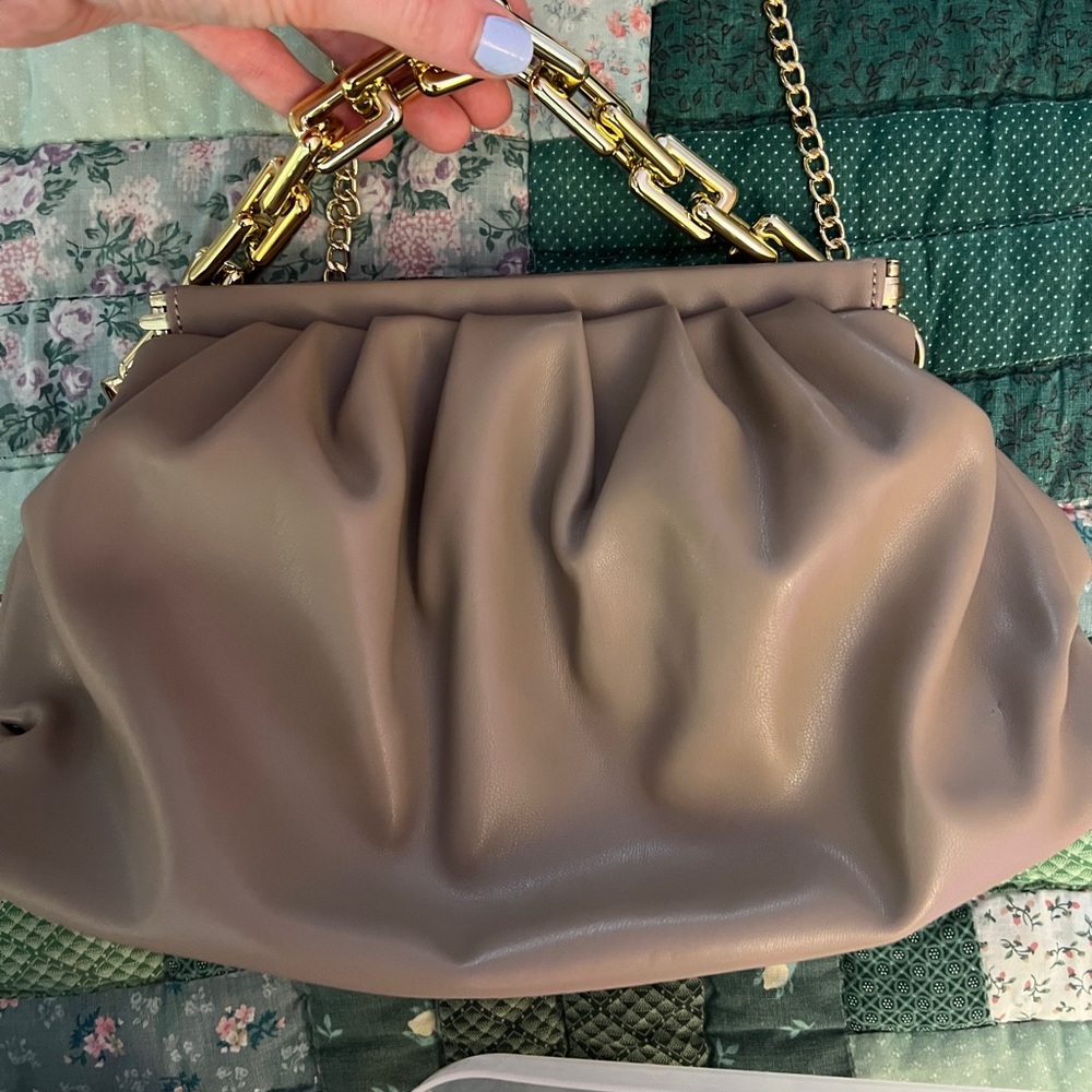 Nordstrom mauve dusty rose purse clutch bag over the shoulder